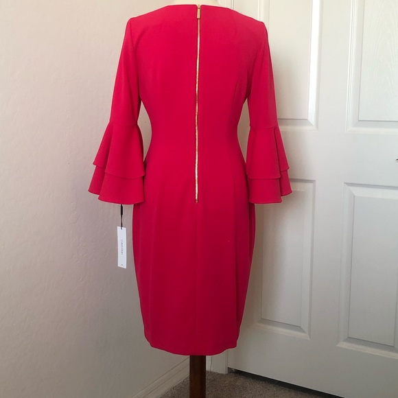 Calvin Klein Scuba Crepe Tiered Bell Sleeve Dress - Picture 5 of 10